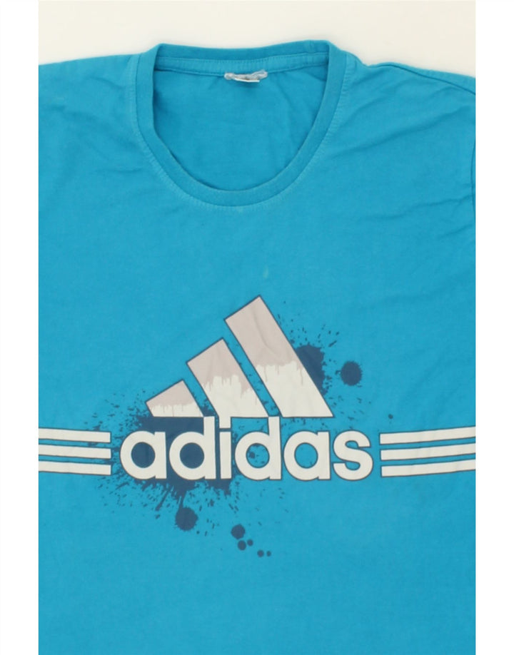 ADIDAS Mens Graphic T-Shirt Top Medium Blue Cotton Vintage Adidas and Second-Hand Adidas from Messina Hembry 