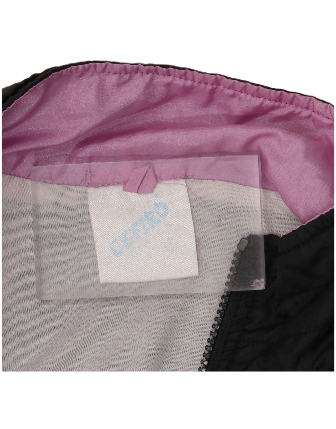 Vintage Mens Tracksuit Top Jacket Large Black Colourblock Polyester