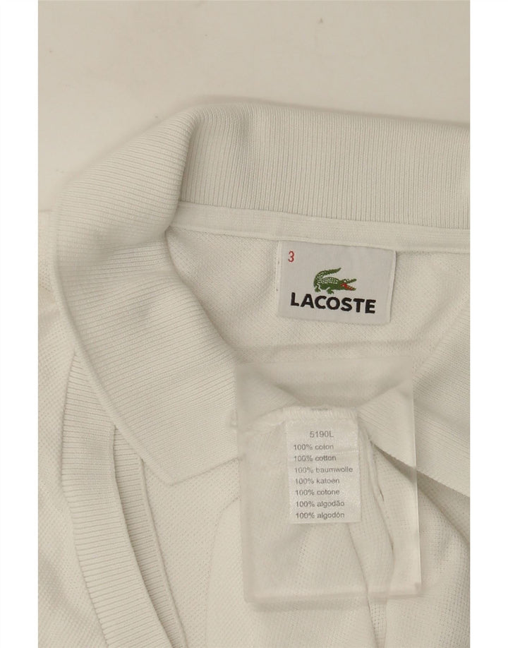 LACOSTE Mens Polo Shirt Size 3 Small White Cotton