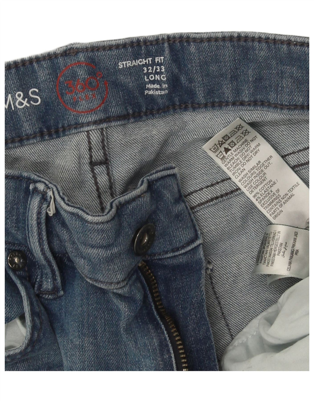 Marks & Spencer Mens Straight Jeans W32 L33 Blue Cotton