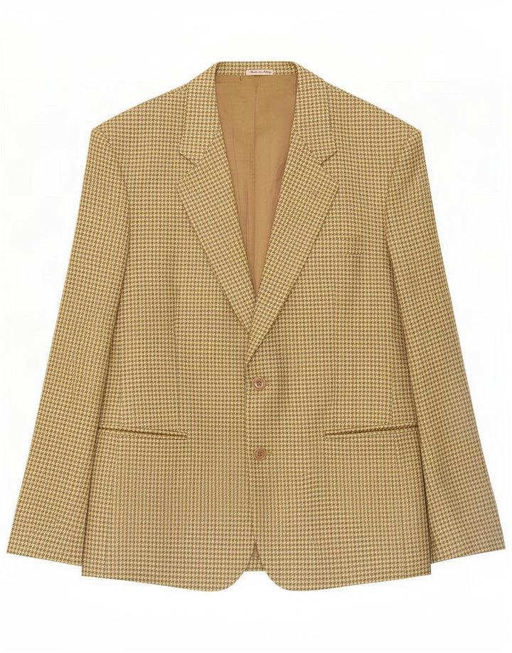 Vintage Blazer 2 boutons pour homme UK 40 Large Kaki Pied-de-poule Laine