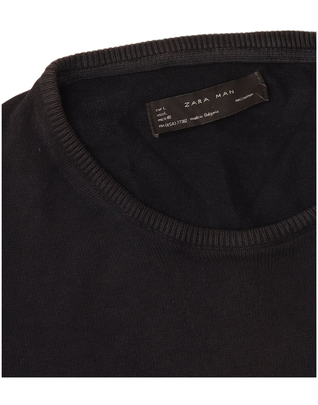 Zara Mens Crew Neck Jumper Sweater Large Black