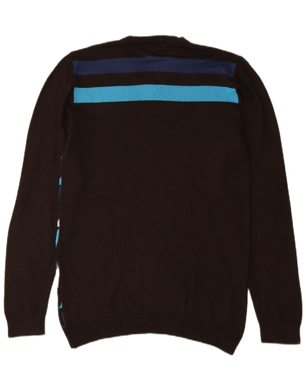 Energie Mens Abstract Pattern V-Neck Jumper Sweater 2XL Multicoloured Wool