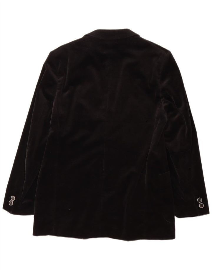 Jeunesse Mens 2 Button Velvet Blazer Jacket UK 38 Medium Black Cotton
