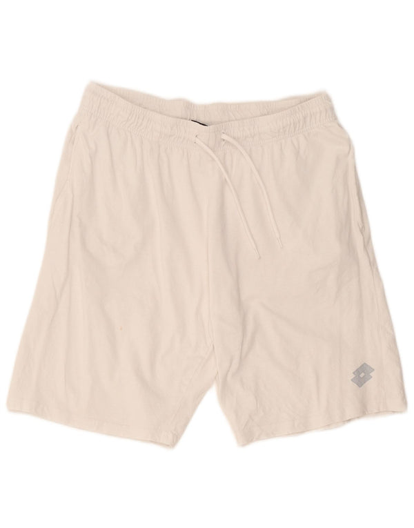 Lotto Mens Sport Shorts Grande Algodão Branco