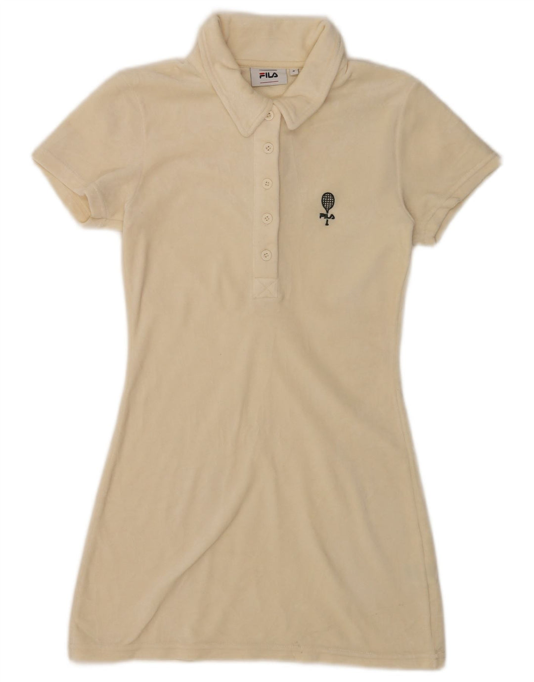 Fila Womens Velour Polo Dress UK 10 Small Off White Polyester