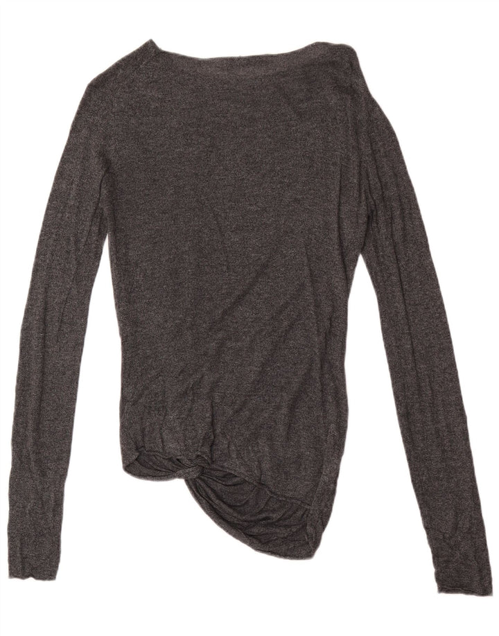 Zara Womens Top Long Sleeve UK 12 Medium Grey Acrylic