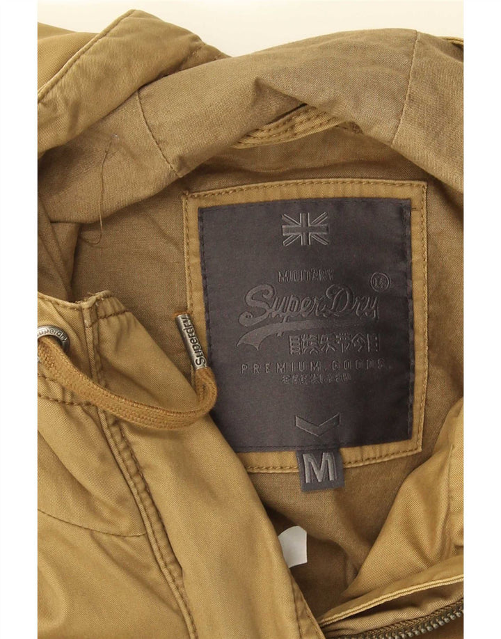 Superdry Womens Hooded Parka Jacket UK 14 Medium Khaki Cotton