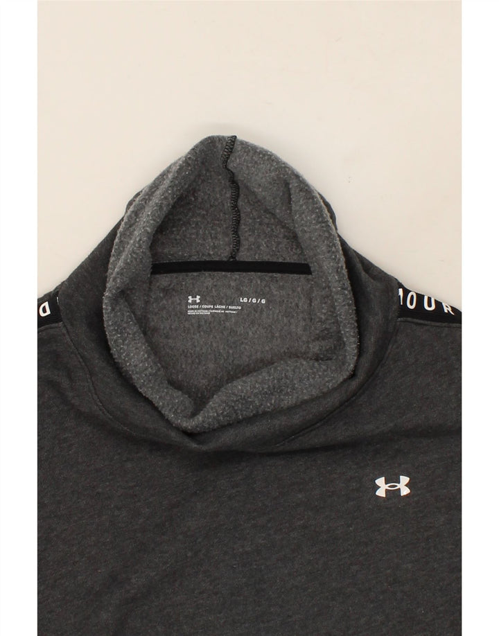 UNDER ARMOUR Womens Graphic Roll Neck Sweatshirt Jumper UK 16 Large Grey Vintage Under Armour and Second-Hand Under Armour from Messina Hembry 