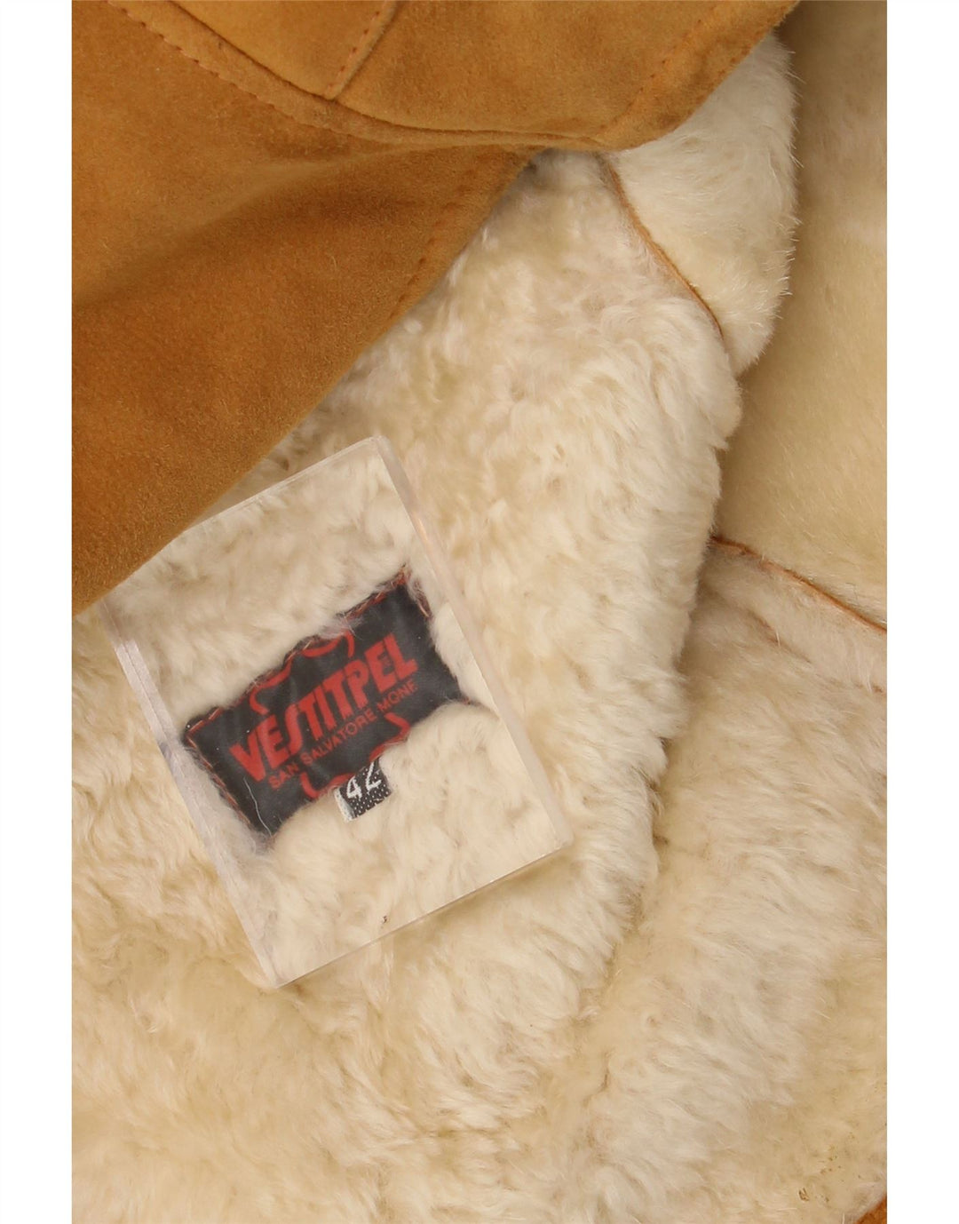 Vintage Womens Shearling Coat EU 42 Large Beige