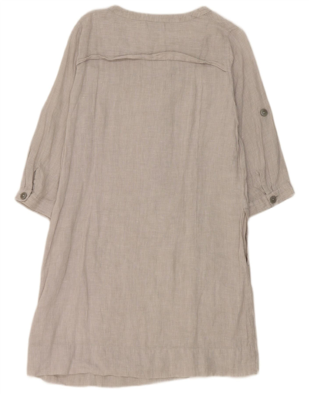 Marks & Spencer Womens 3/4 Sleeve Shift Dress UK 14 Large Grey Linen