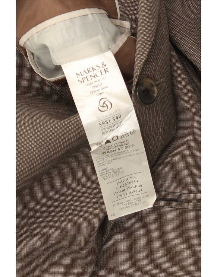 Jaqueta blazer masculina de 3 botões Marks & Spencer Reino Unido 48 2XL lã bege