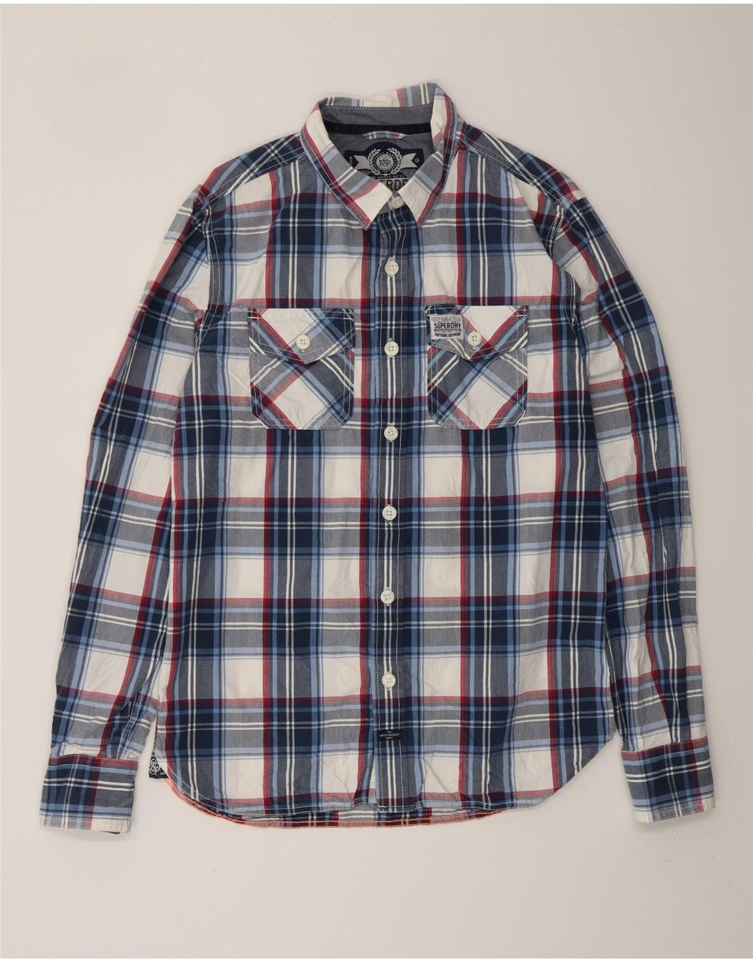 SUPERDRY herreskjorte stor marineblå ternet