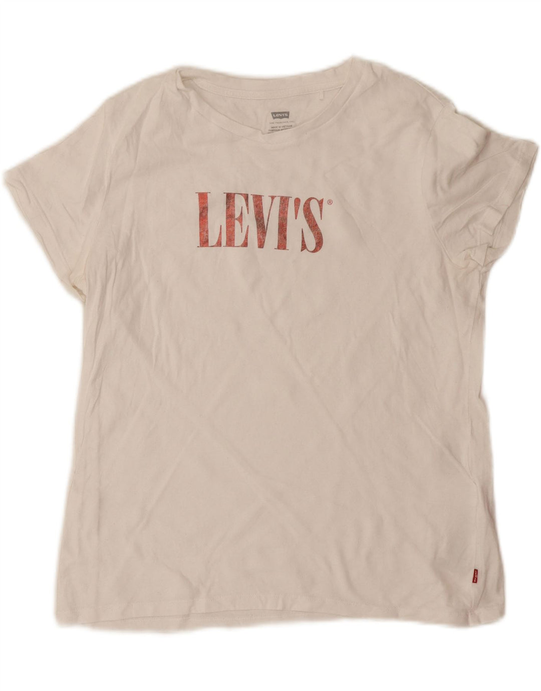 LEVI'S Womens Graphic T-Shirt Top UK 14 Medium White Cotton Vintage Levi's and Second-Hand Levi's from Messina Hembry 