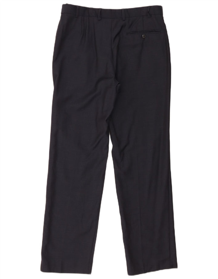 Marks & Spencer Mens Straight Suit Trousers W32 L31 Navy Blue Wool
