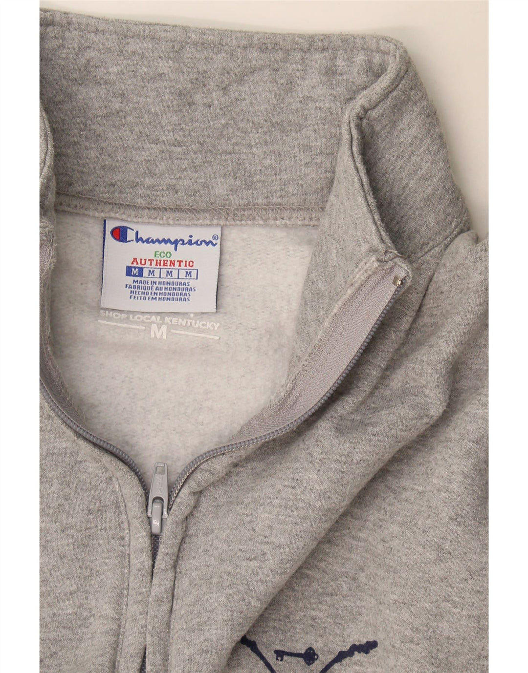 Champion Mens Zip Neck Sweatshirt Jumper Medium Grey Cotton