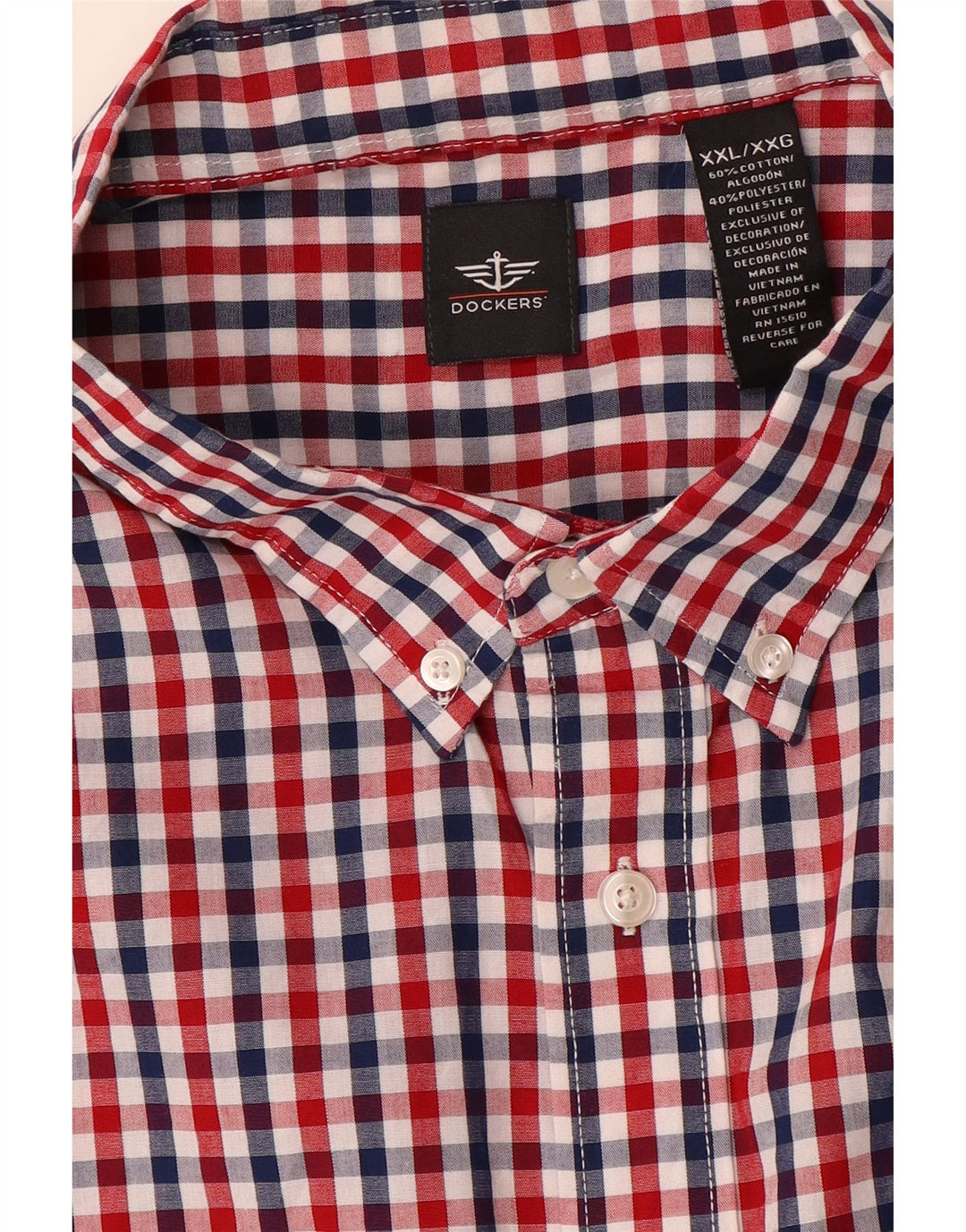 Dockers herreskjorte 2XL rød Gingham bomuld