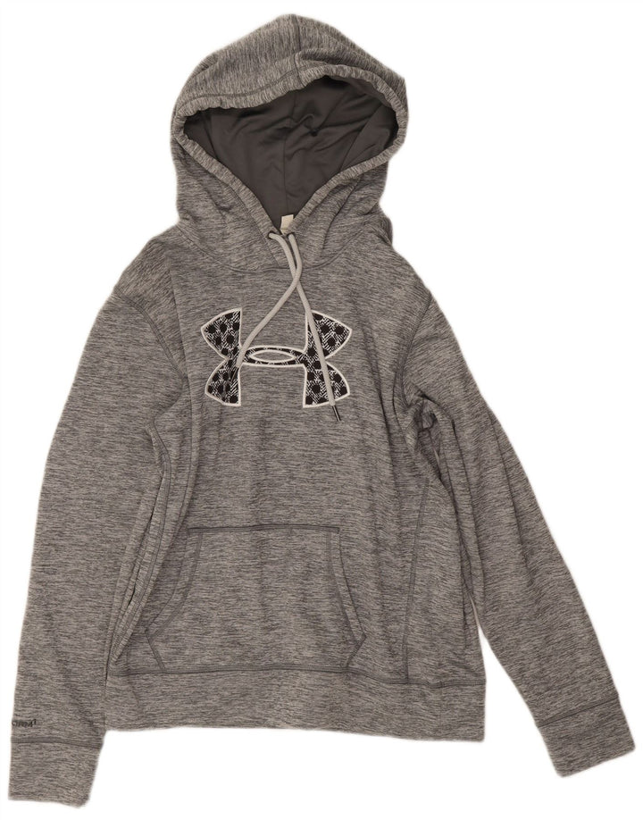 Under Armour Womens Graphic Hoodie Jumper UK 14 Medium Grey Polyester