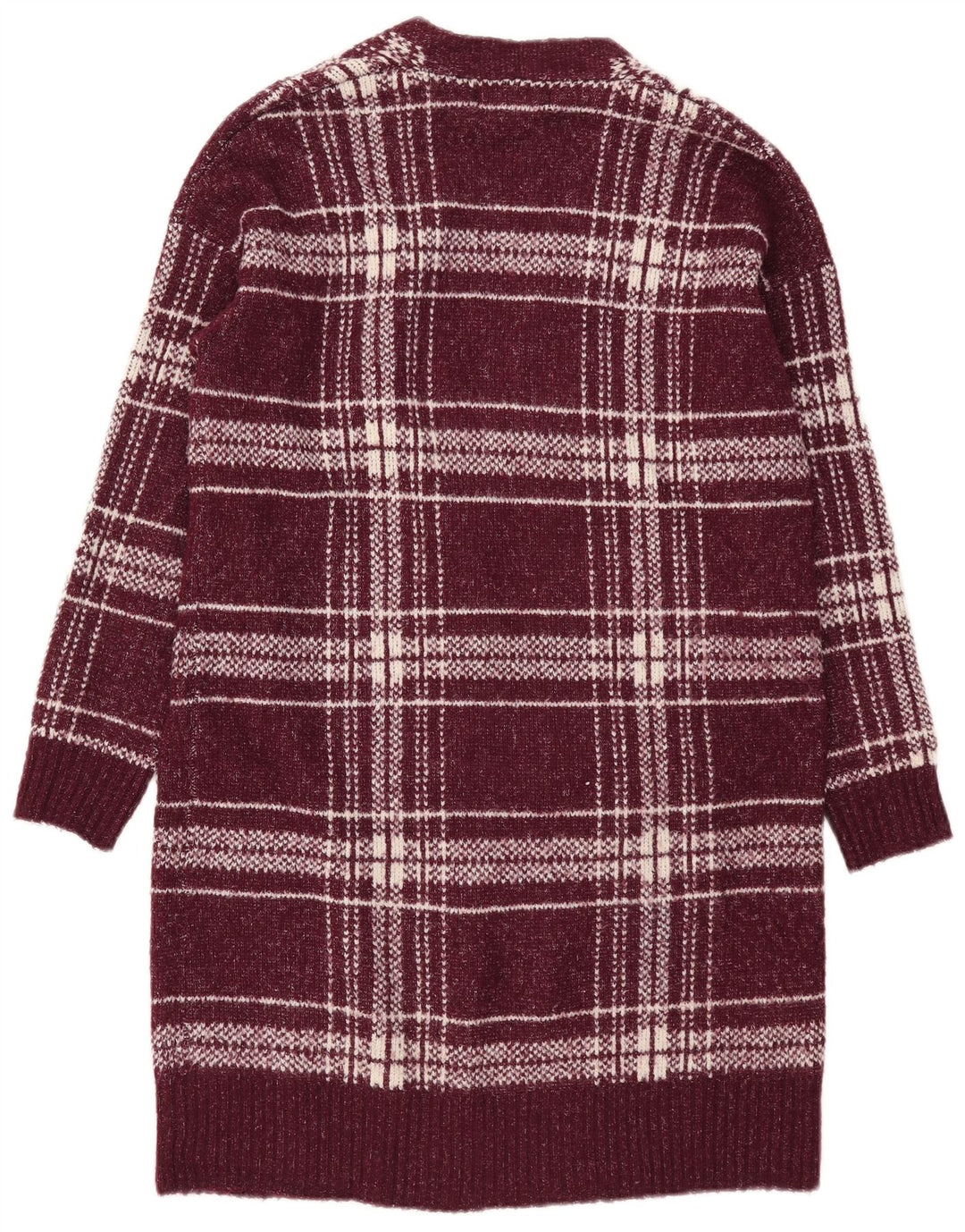 Marks & Spencer Womens Longline Cardigan Sweater UK 12 Medium Burgundy