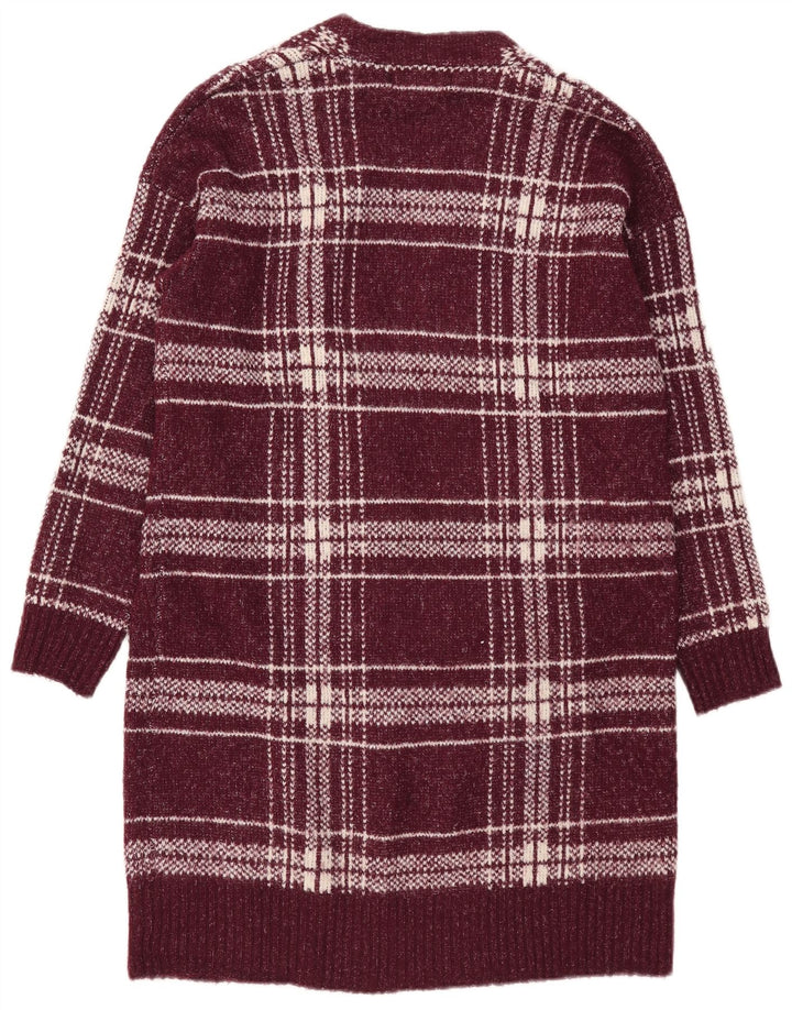 Marks & Spencer Womens Longline Cardigan Sweater UK 12 Medium Burgundy