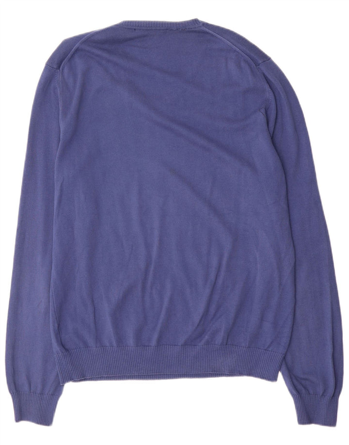 Harmont & Blaine Mens V-Neck Jumper Sweater Large Blue