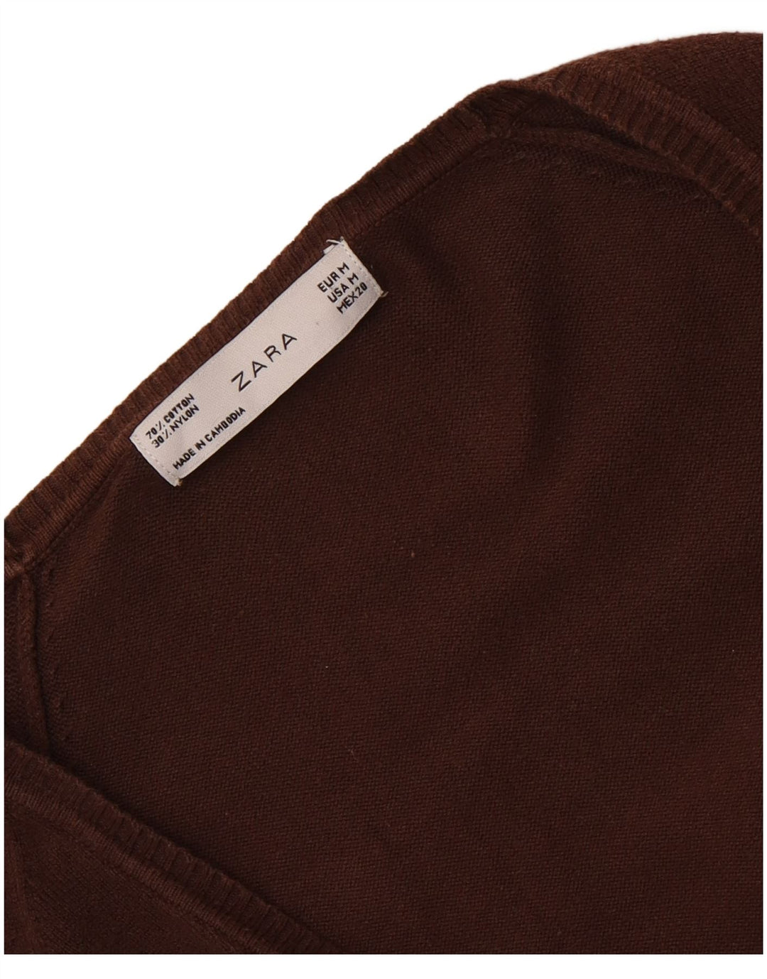 Zara Damen-Cardigan-Pullover UK 12 Mittelbraune Baumwolle