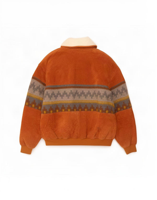Ανδρικό δερμάτινο μπουφάν Colombus Loose Fit UK 40 Large Beige Geometric