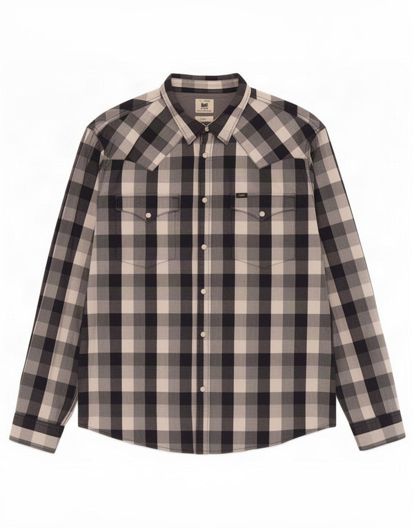 Camisa masculina Lee Slim Fit 2XL algodão guingão azul marinho