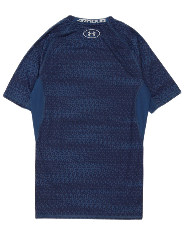 Under Armour Mens Heat Gear póló felső közepes, sötétkék geometrikus
