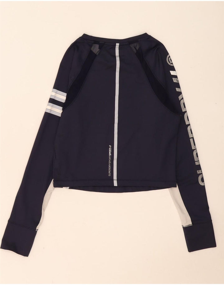 Top grafico da donna a maniche lunghe Superdry UK 12 color block blu navy medio