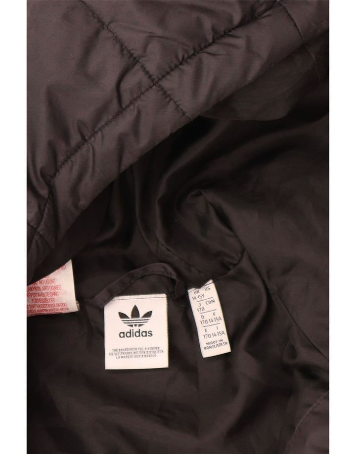 Adidas Jungen gepolsterte Jacke mit grafischer Kapuze, 14–15 Jahre, schwarzes Polyester