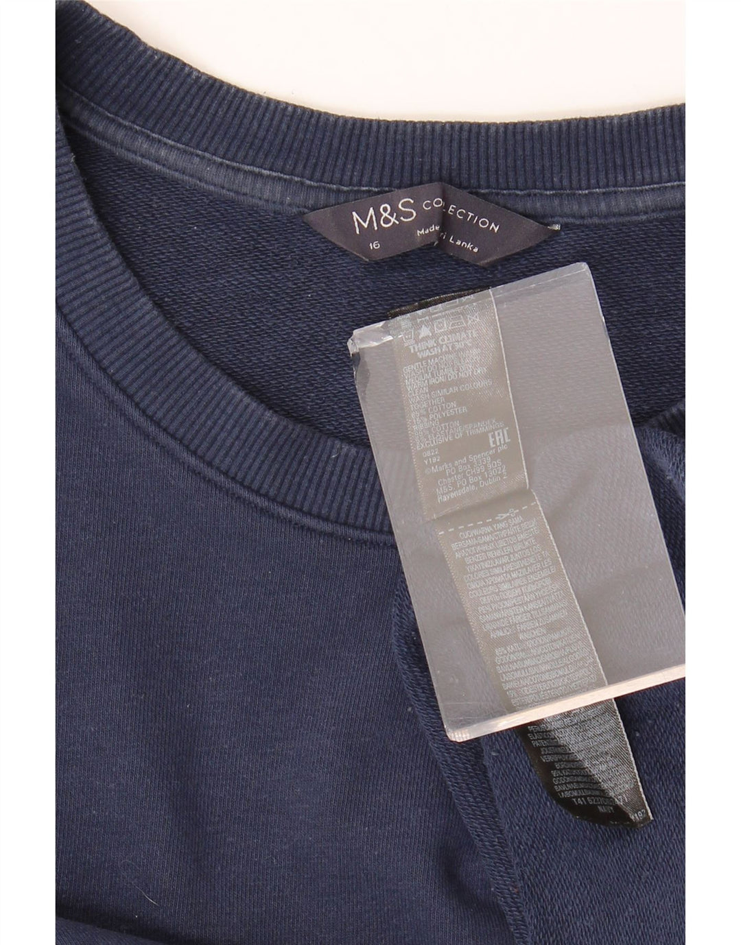 Marks & Spencer Damen-Sweatshirt-Pullover UK 16 Large Marineblaue Baumwolle