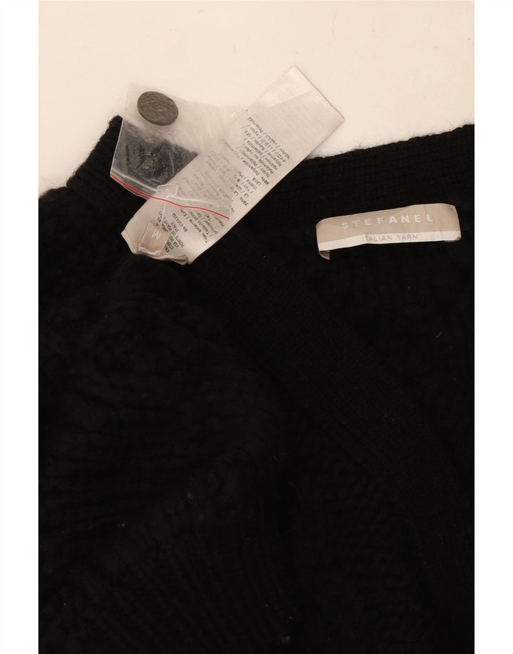 Stefanel Dame Cardigan Sweater UK 14 Medium Sort Uld