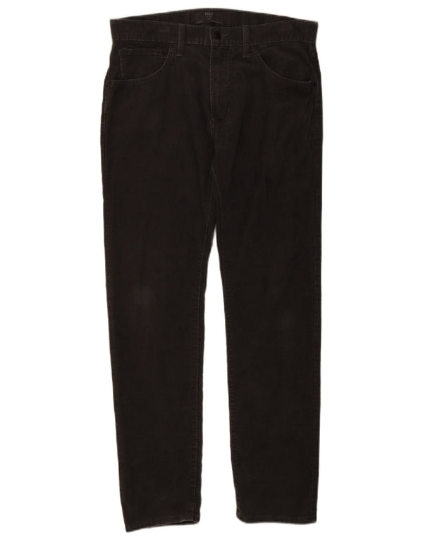 Marks & Spencer Mens Slim Corduroy Trousers W34 L31 Grey Cotton