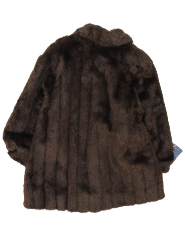Nicola D'Angelo Manteau en fausse fourrure pour femme UK 16 Large Marron