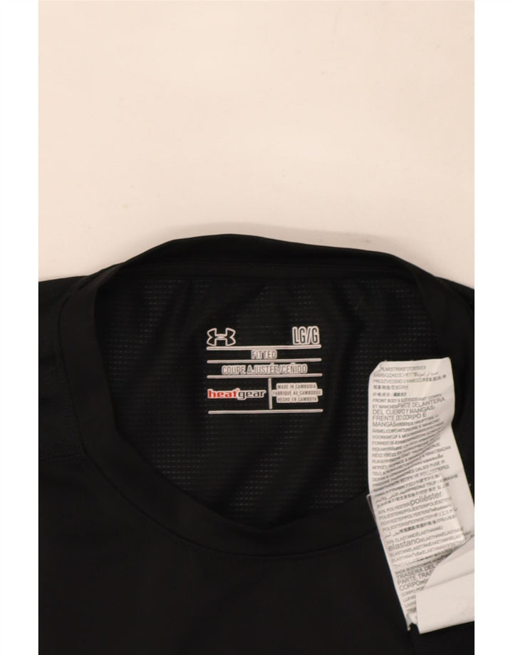 Under Armour Mens Heat Gear T-Shirt Top Large Black Polyester