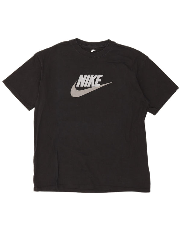Nike Camiseta holgada con gráfico para hombre, talla grande, algodón negro