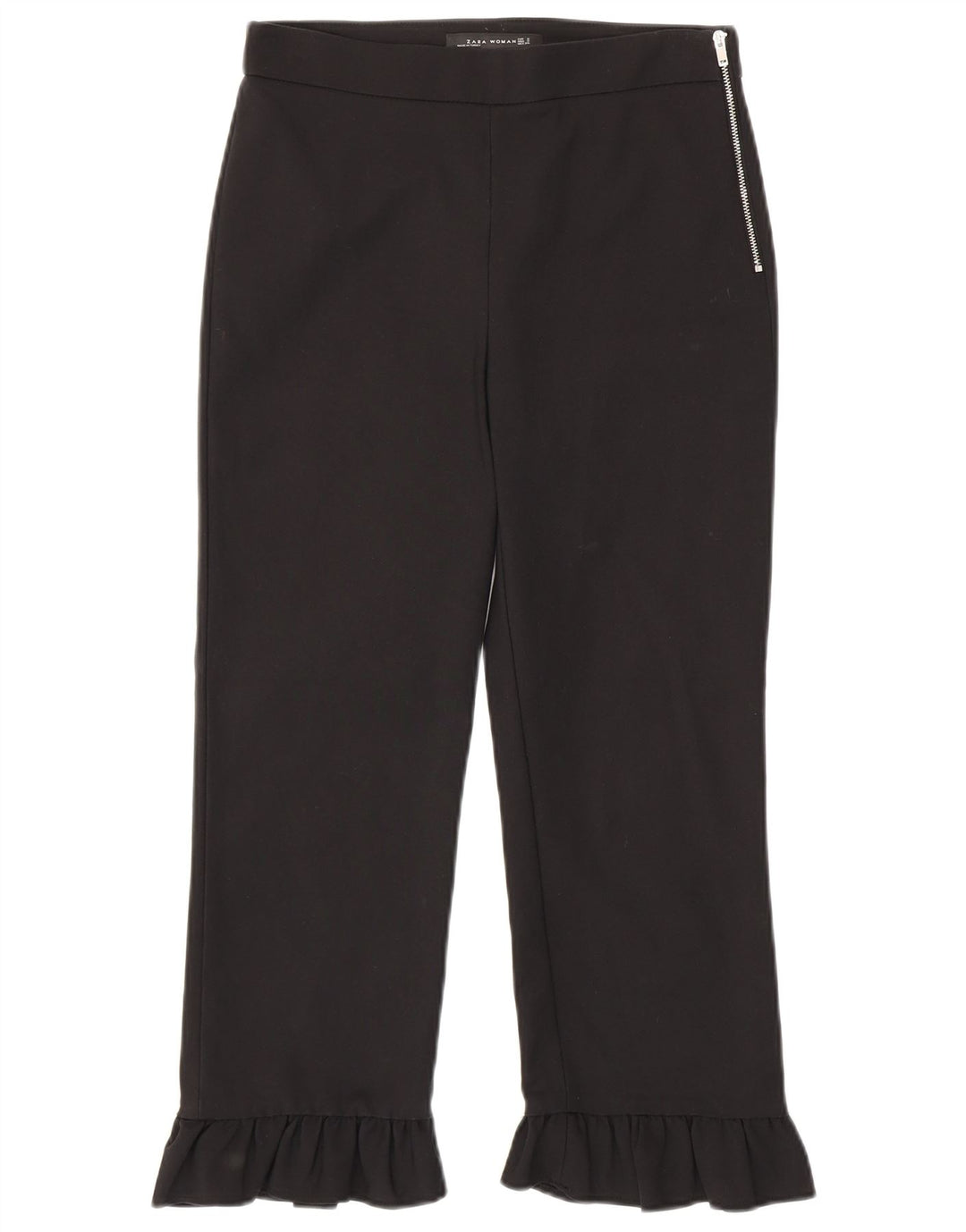 Zara Womens Straight Cropped Trousers Small W26 L23 Black