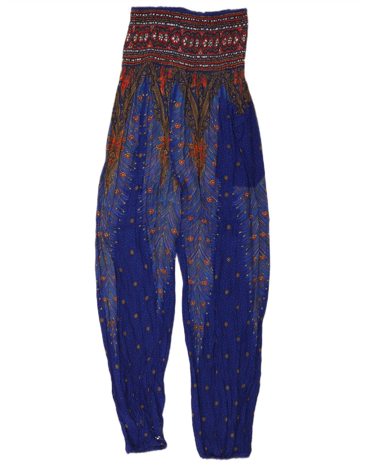 Vintage Womens Harem Trousers W26 L27 Blue Paisley