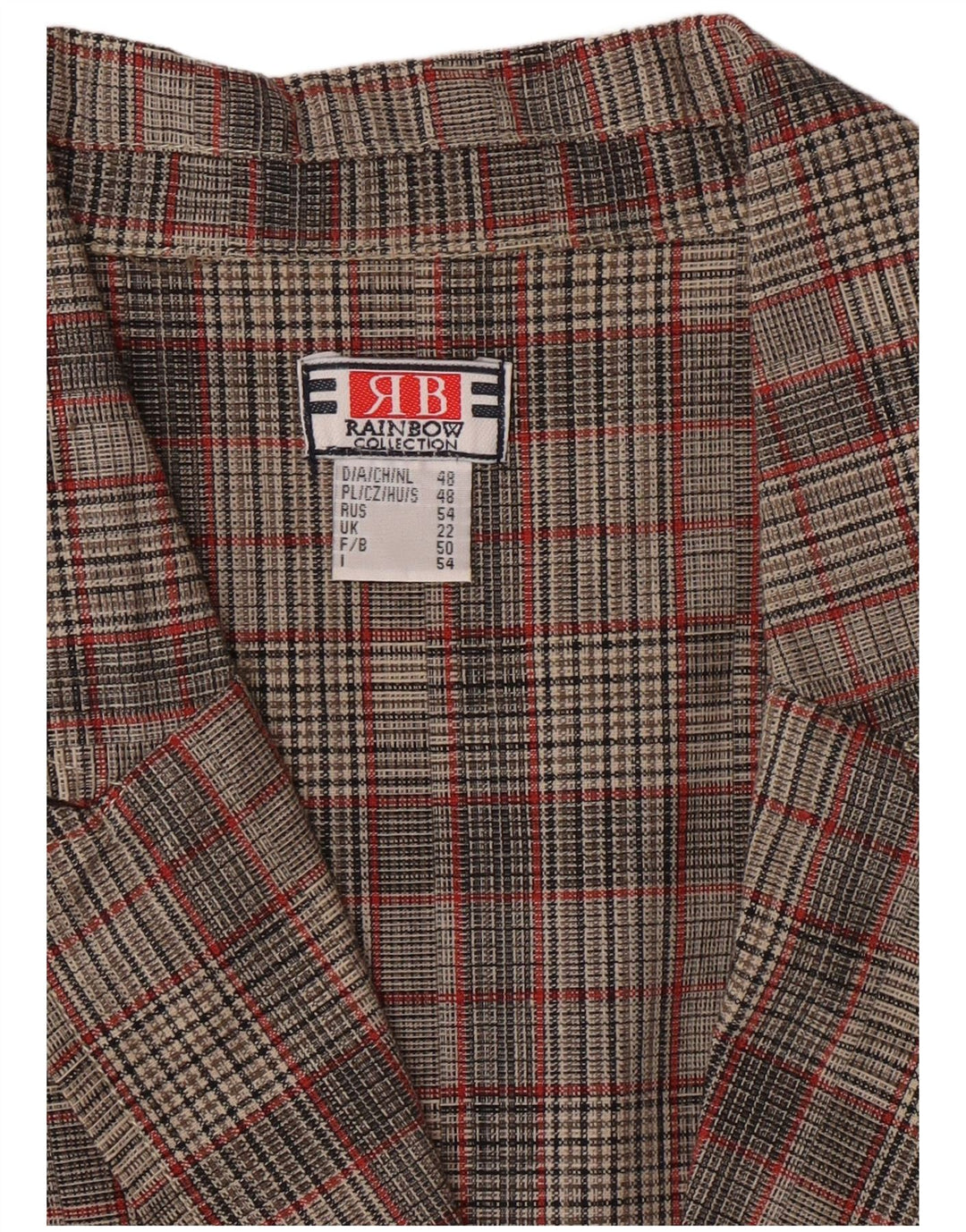 RAINBOW Damevest UK 22 3XL Grå ternet
