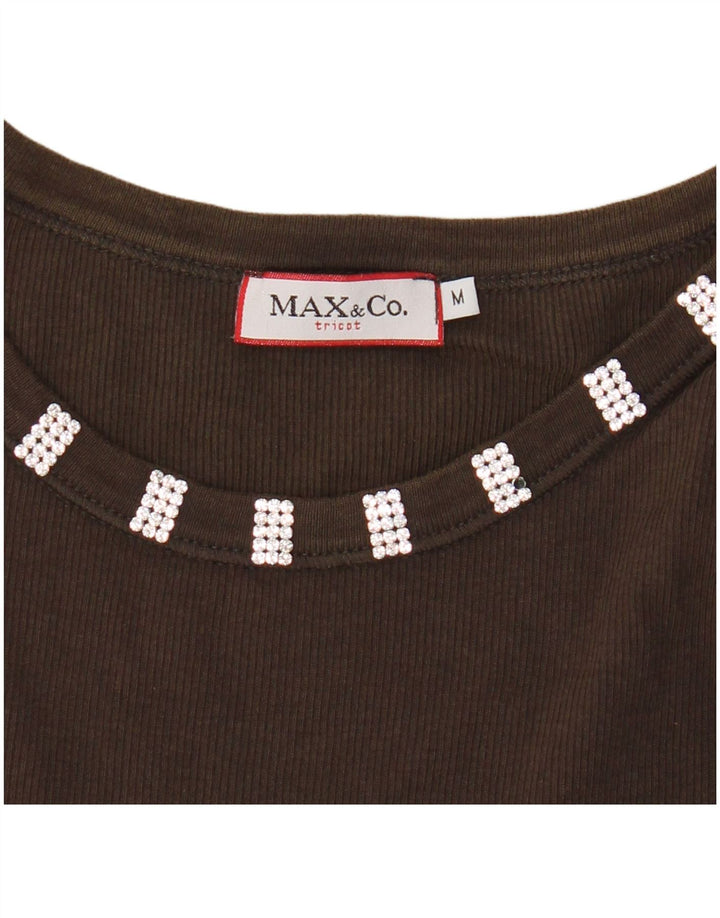 Max & Co. Womens Tricot Crop Vest Top UK 12 Medium Brown
