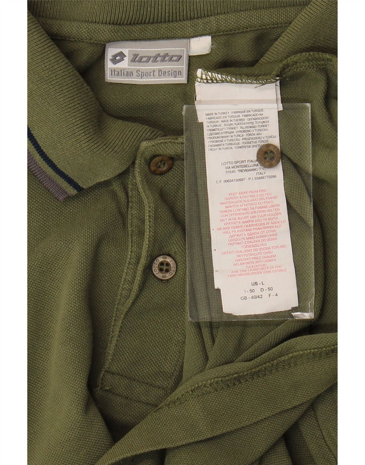 LOTTO Mens Polo Shirt IT 50 Medium Khaki Cotton