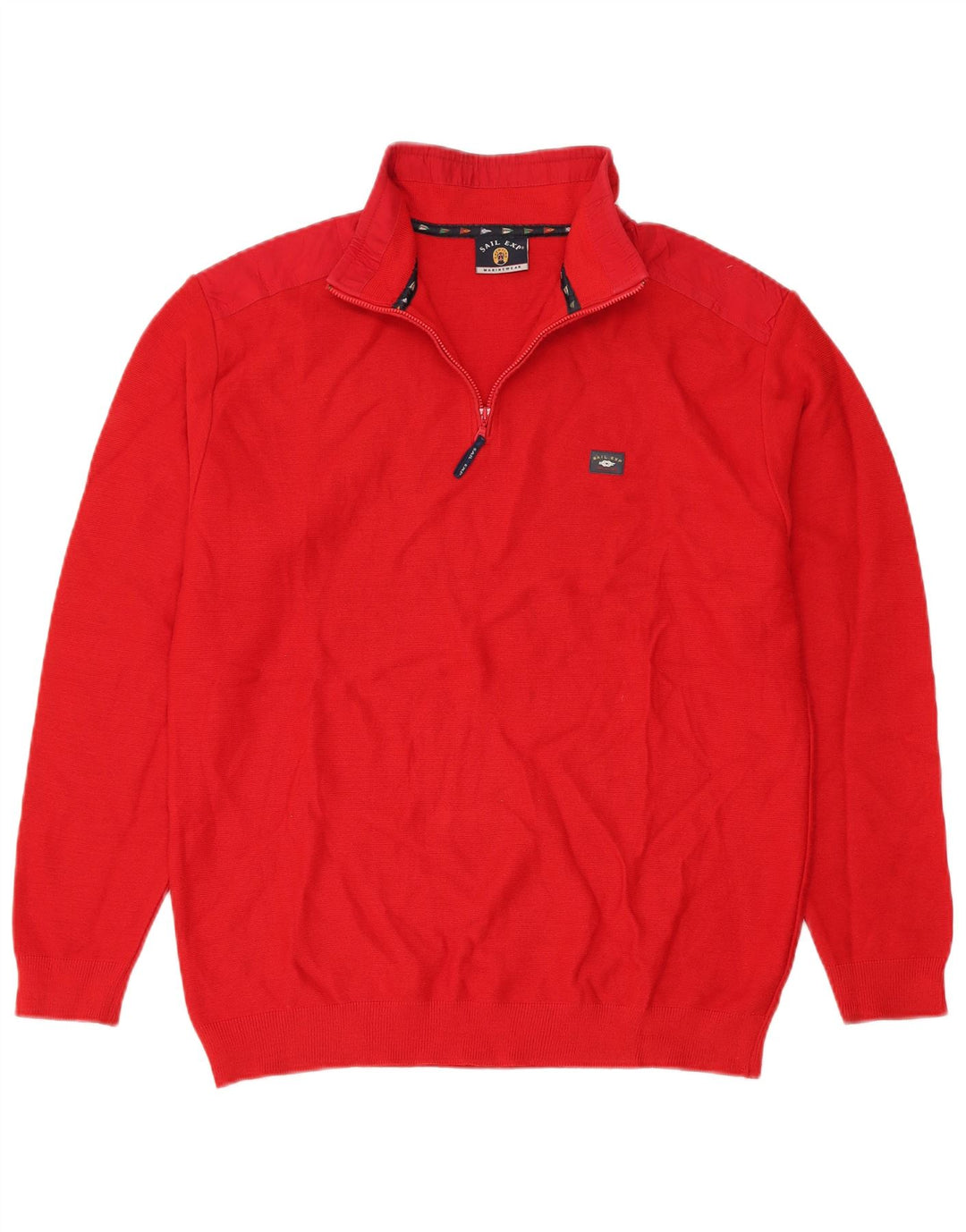 Sail Exp Mens Zip Neck Jumper Sweater IT 54 XL Red Wool