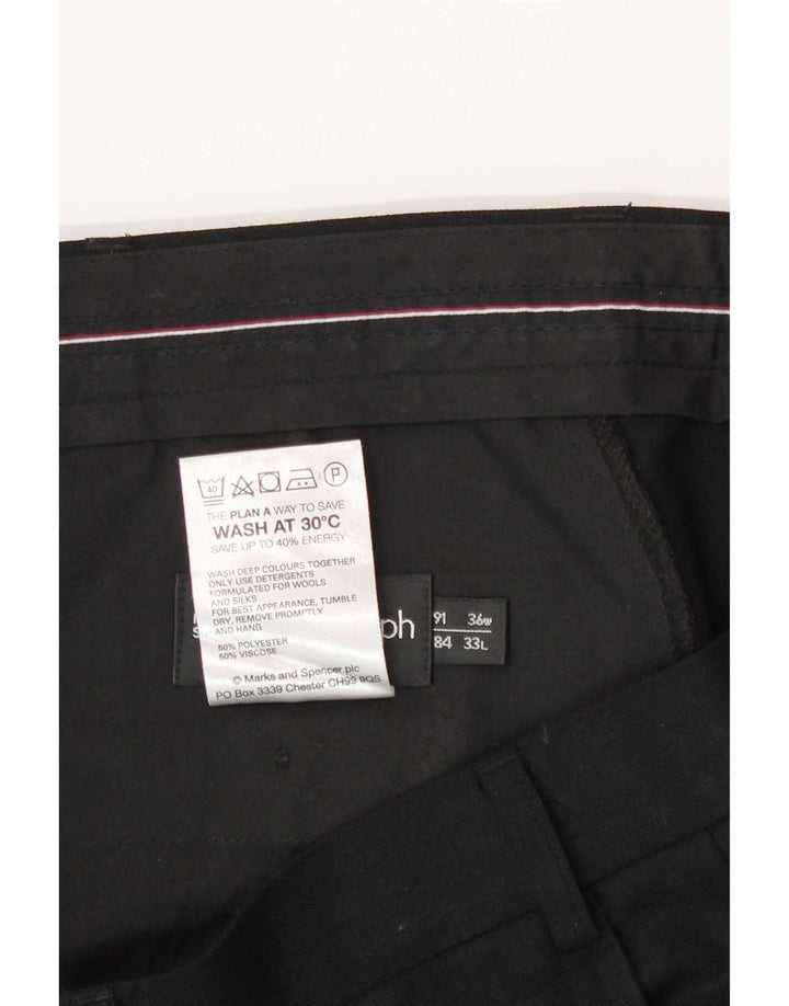 Marks & Spencer Mens Straight Suit Trousers W36 L33 Black Polyester