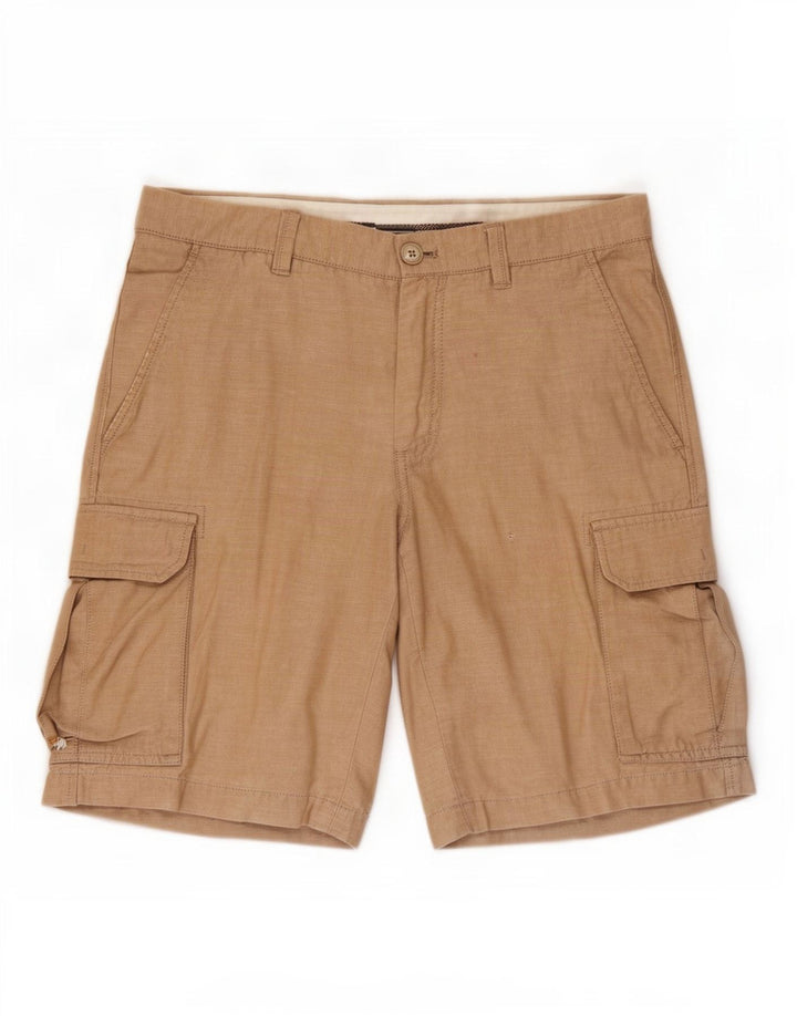 Massimo Dutti Mens Cargo Shorts EU 38 Small W30 Beige Cotton