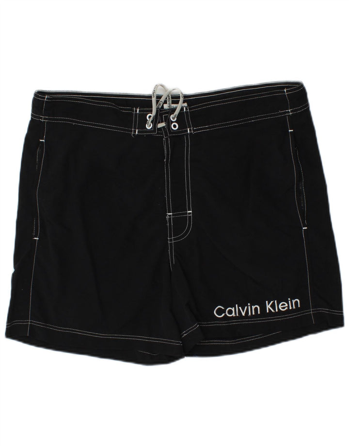CALVIN KLEIN Mens Graphic Swimming Shorts Medium Black Nylon