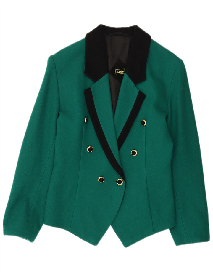 Vintage Damen Zweireihige Blazerjacke UK 14 Mittelgrün