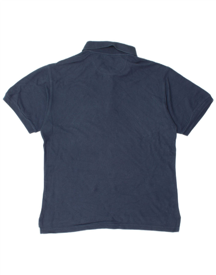 CHAMPION Mens Polo Shirt Medium Navy Blue Cotton