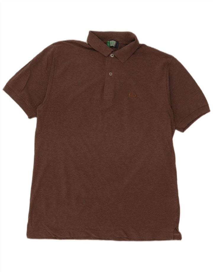Sergio Tacchini Mens Polo Shirt IT 52 Large Brown Cotton