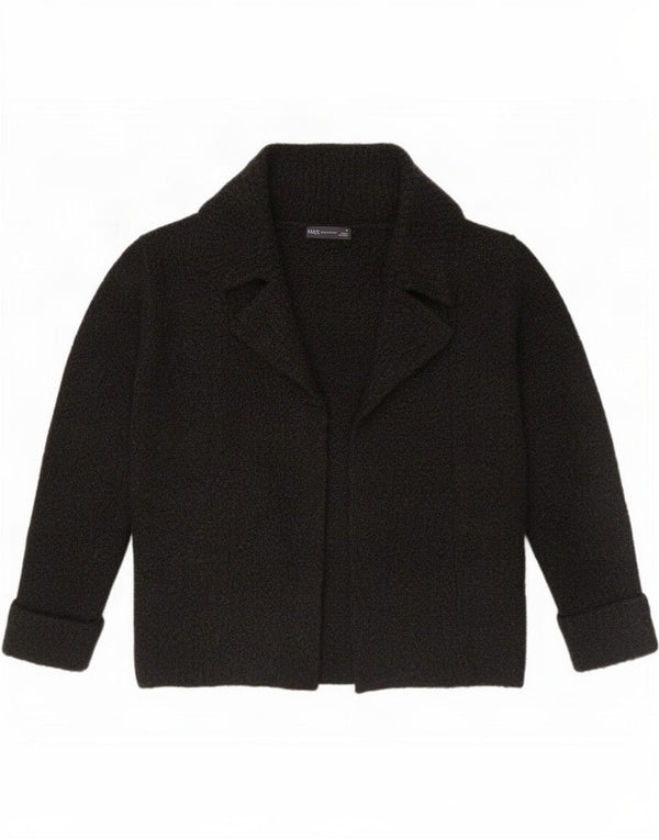 Marks & Spencer Womens Open Cardigan Sweater UK 12 Medium Black Acrylic